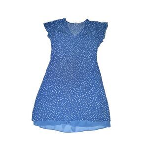 Rails Helena Dress Women's XS Blue Wisteria Button Front Side Zip S/S V Neck